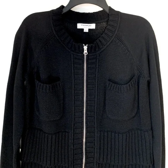 KaufmanFranco Black Zip Knit Cardigan Jacket - Picture 4 of 10